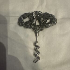 New - Pewter Wine Bottle Opener Bells Wreath Design Corkscrew Christmas‎ Winter